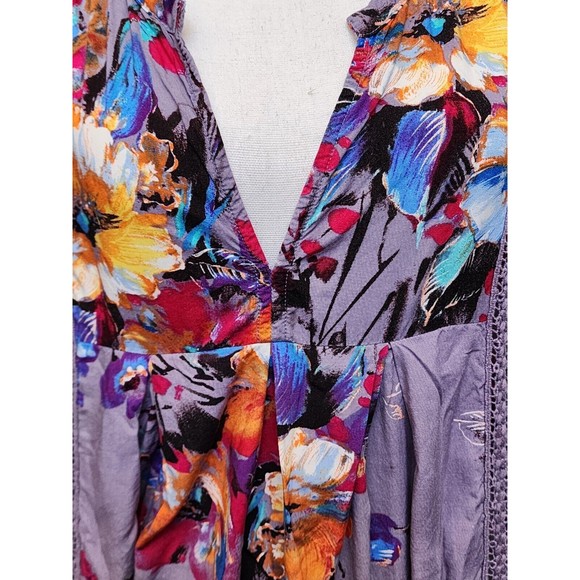 Umgee Watercolor Oversized Top Size Large Hippie Boho - Picture 2 of 7